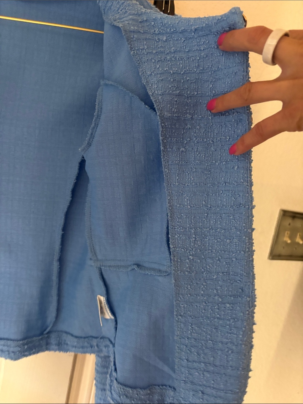 SHEIN Sky Blue Tweed Button-Front Blazer & Skirt Set - Picture 7 of 14